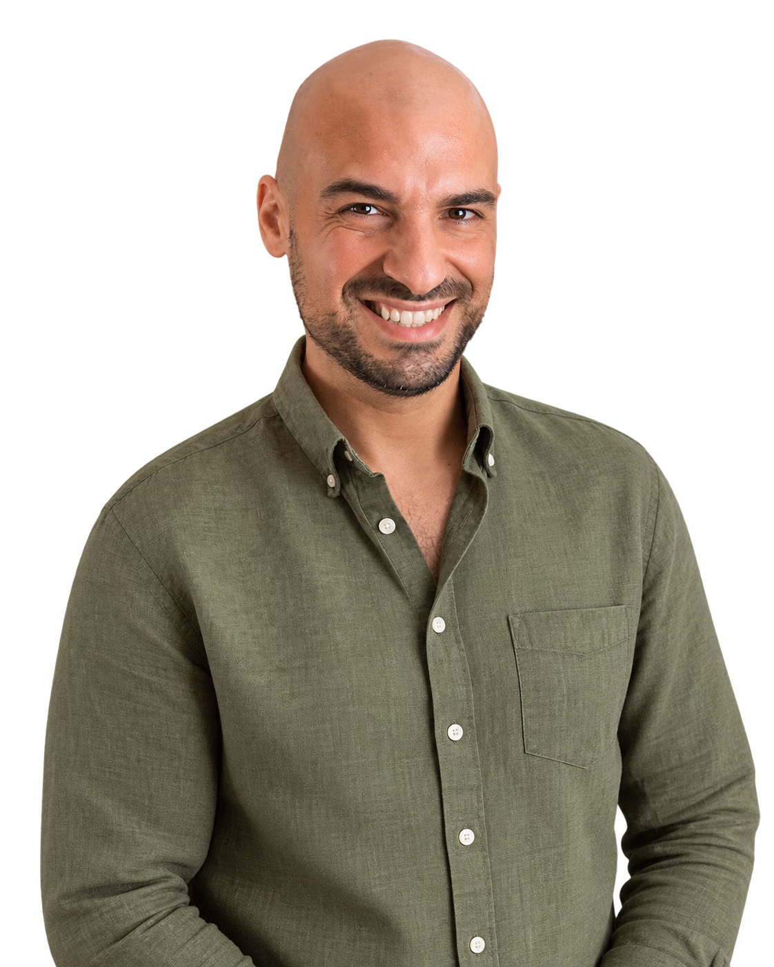 Gabriel Scicluna smiling in an olive-green shirt